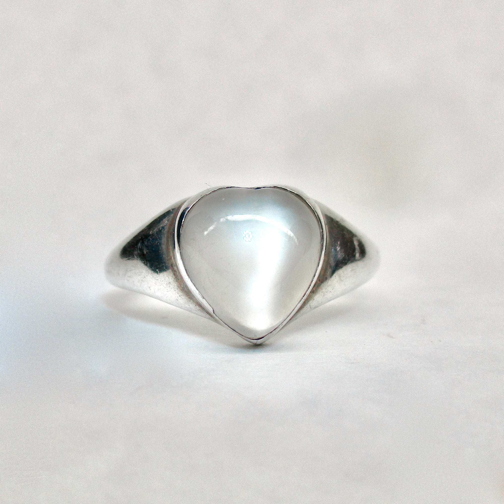 Moonstone Heart Signet Ring