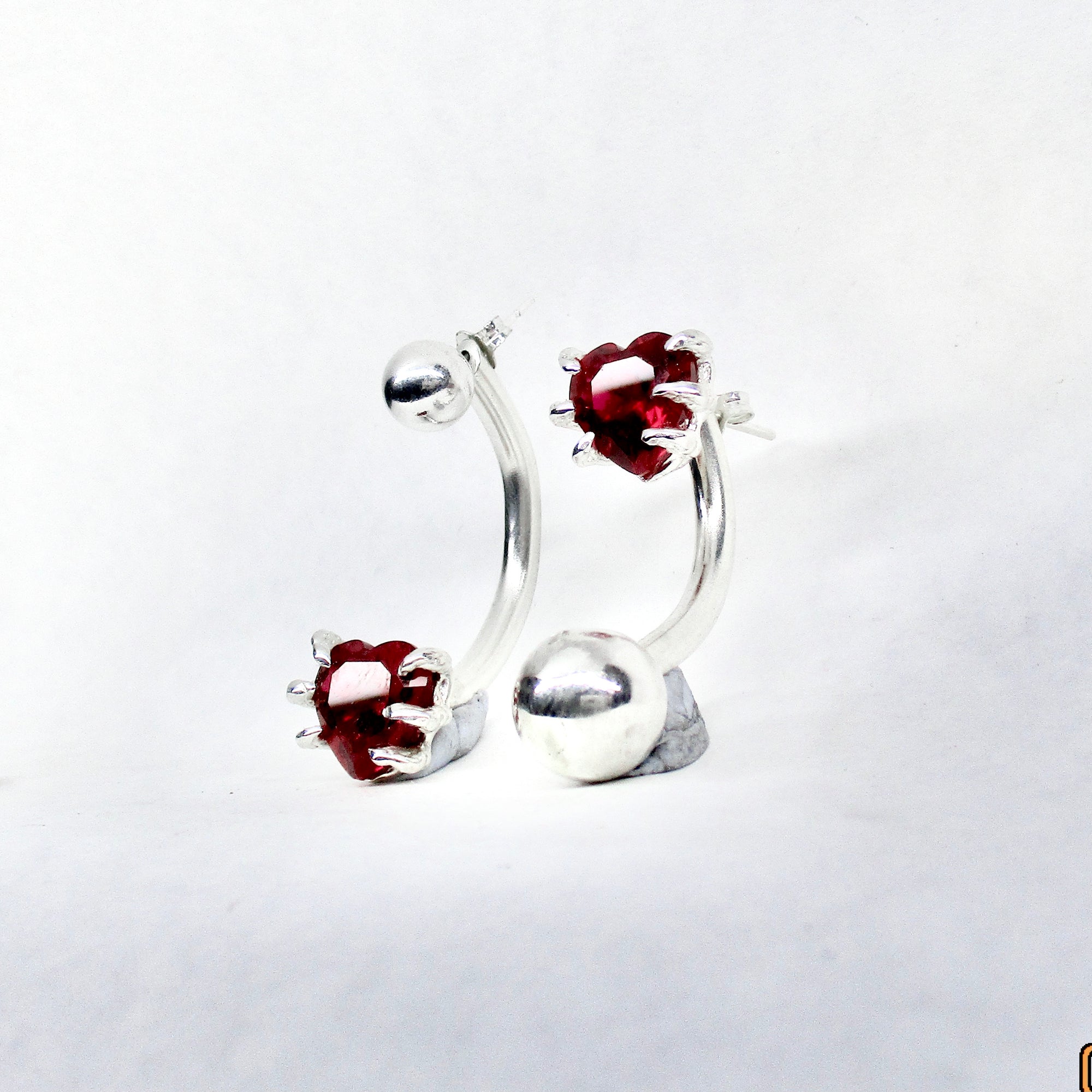 Clawed Heart Barbell Earrings