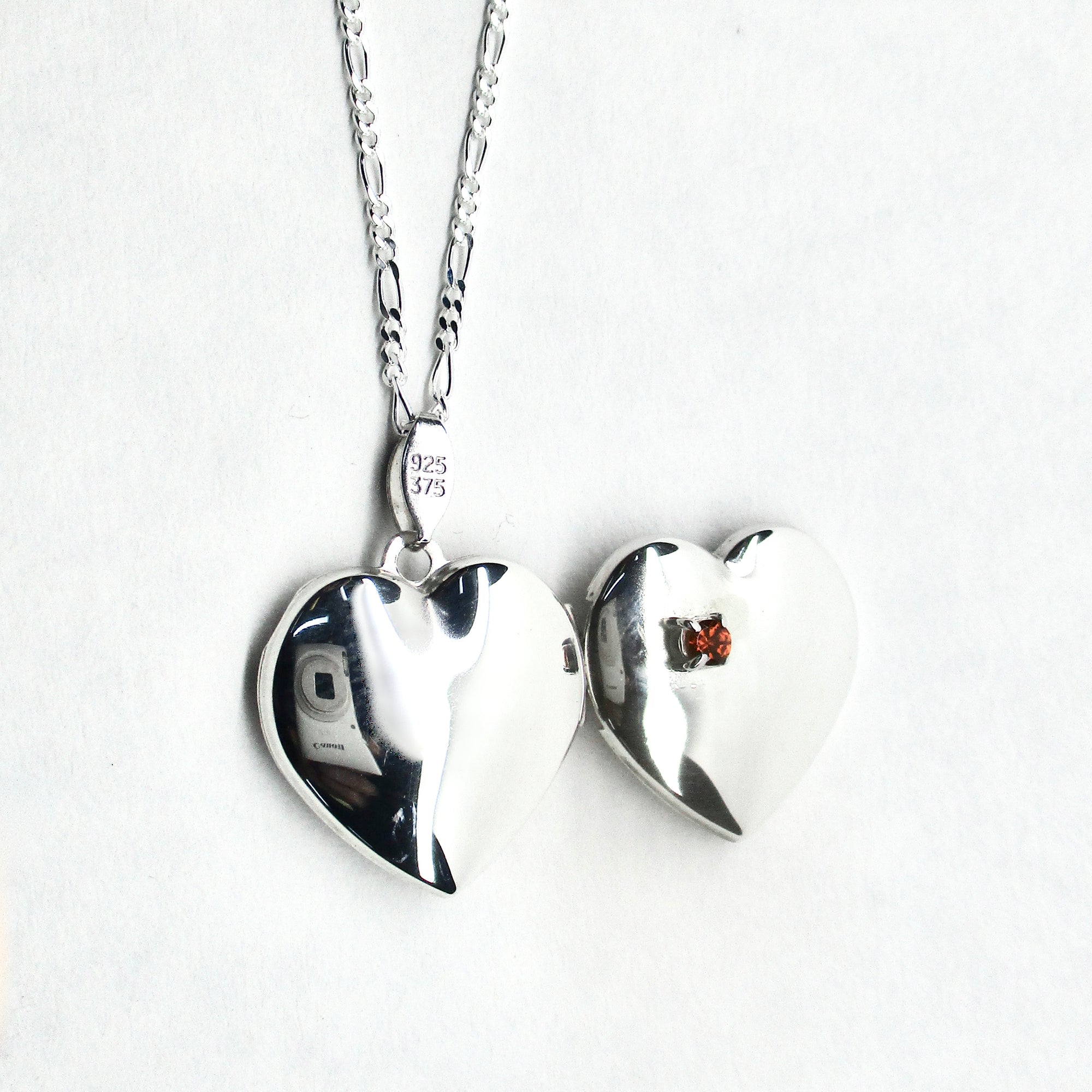Heart Locket with Garnet
