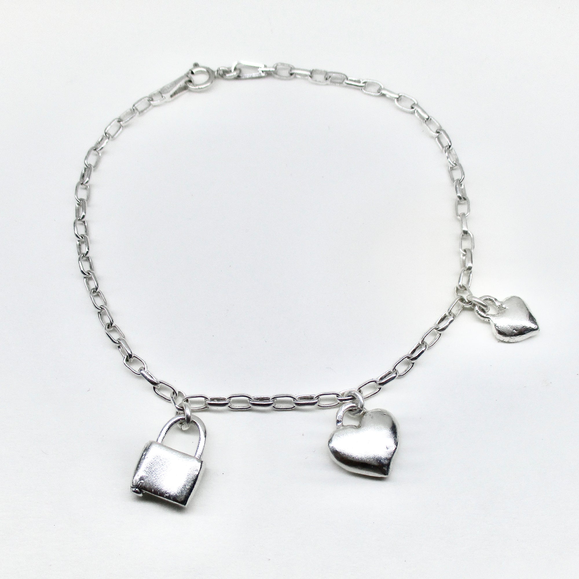 Heart Heart Padlock Charm Bracelet #2