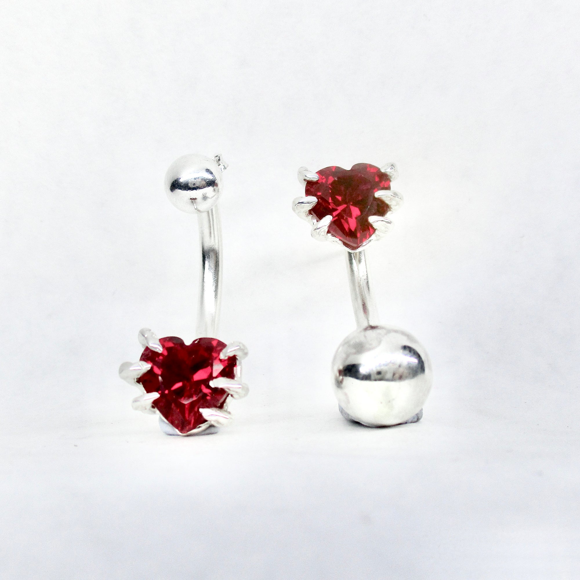 Clawed Heart Barbell Earrings