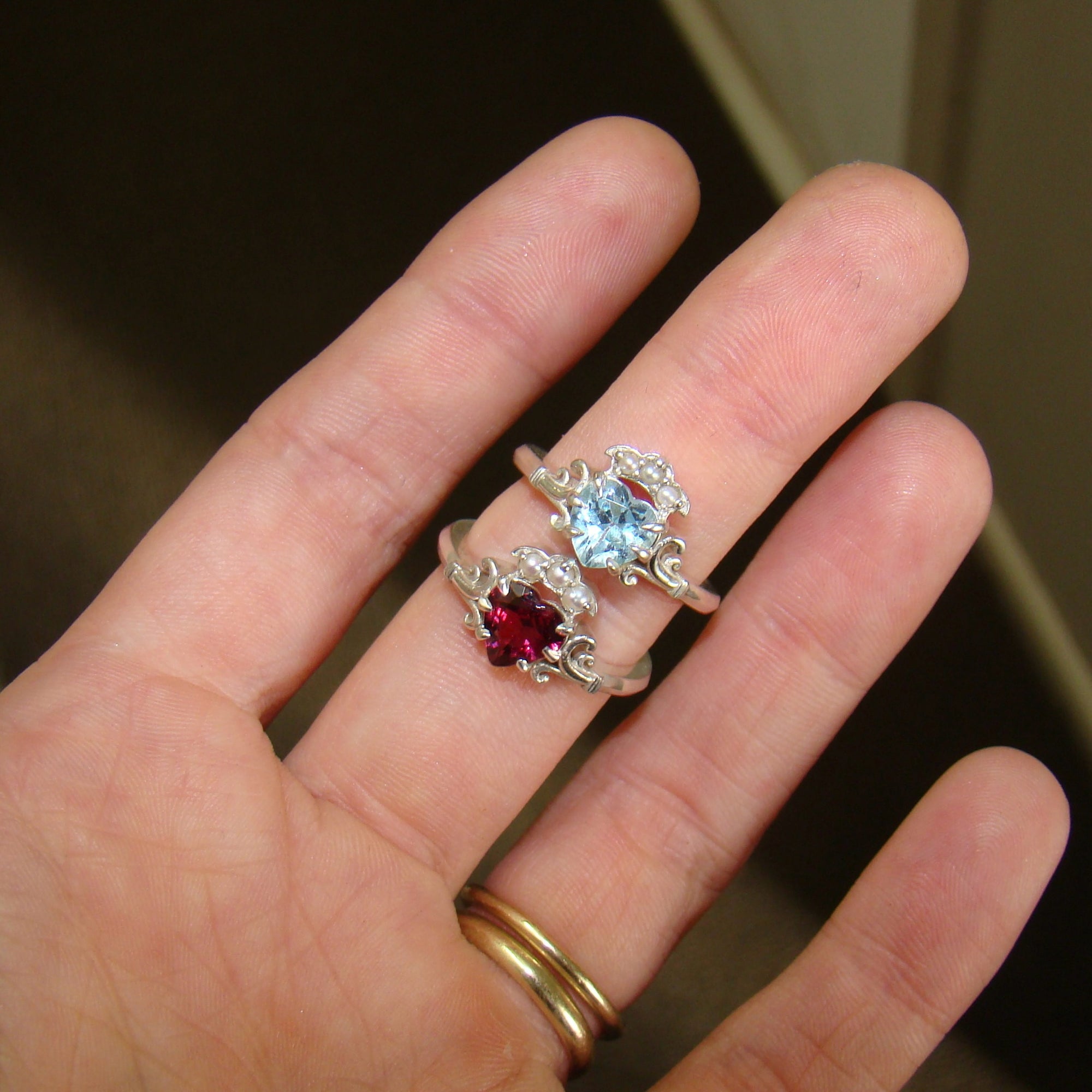 Crowned Heart Ring in Rhodolite Garnet