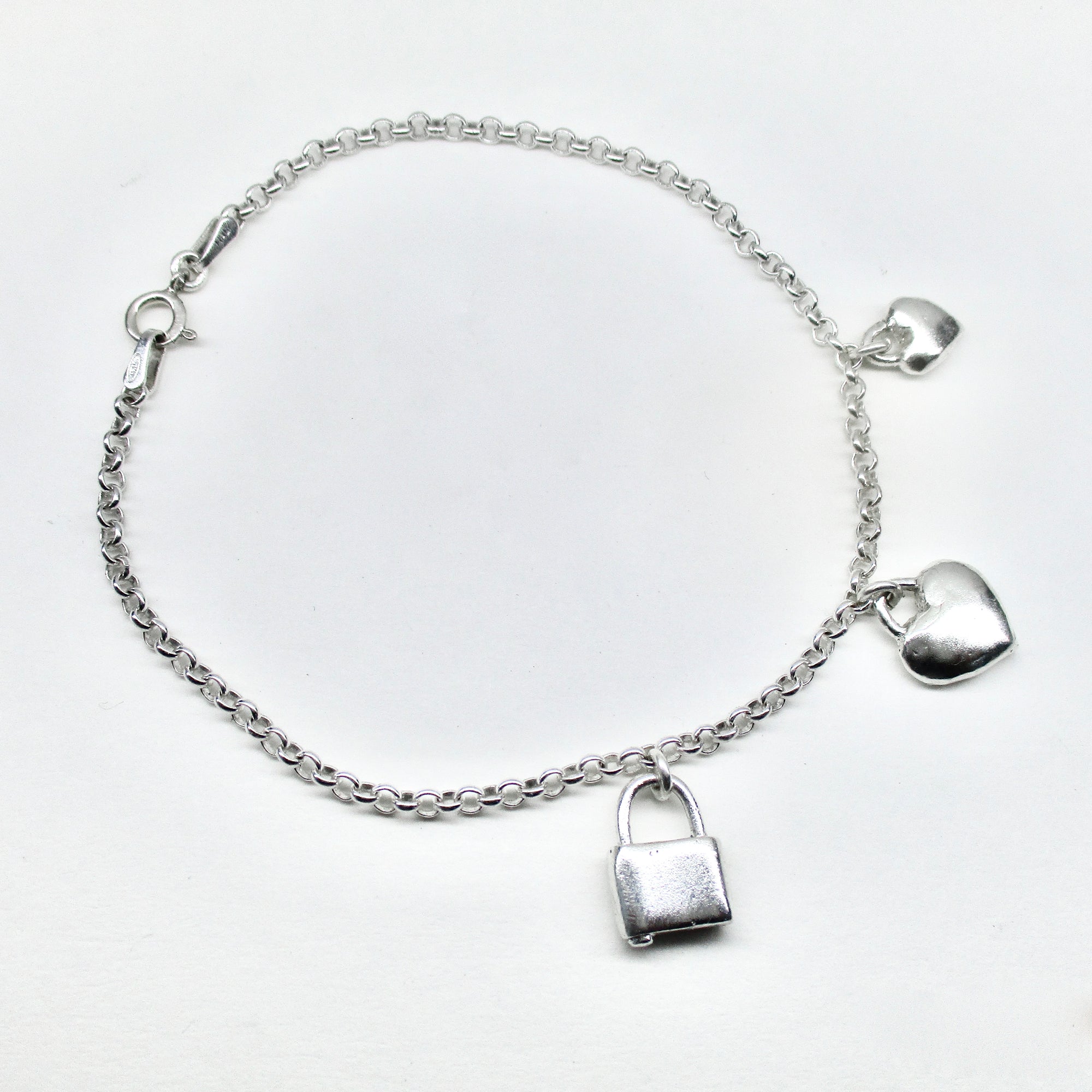 Heart Heart Padlock Charm Bracelet #1