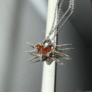 Orange Spiky Heart Necklace