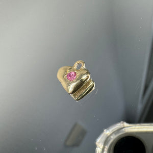 Solid 9ct Heart Pendant with Pink Sapphire