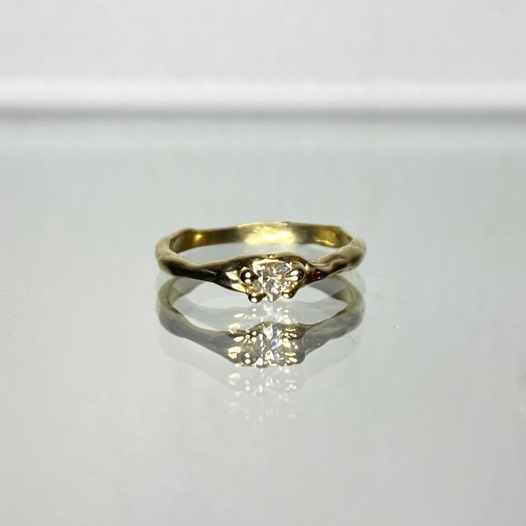Solid 9CT GOLD Moissanite Heart Ring Sz L