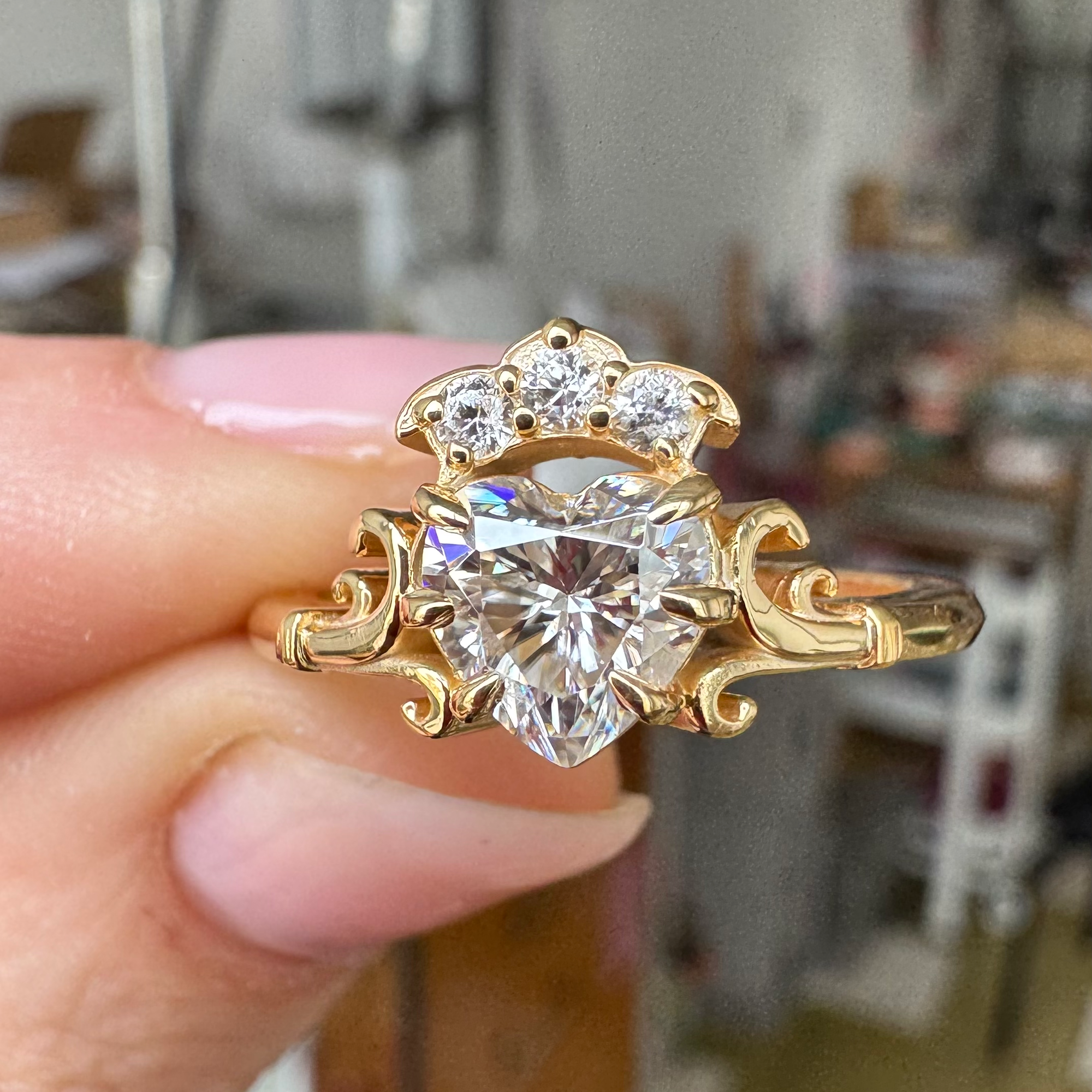 Crowned Heart Ring in Gold