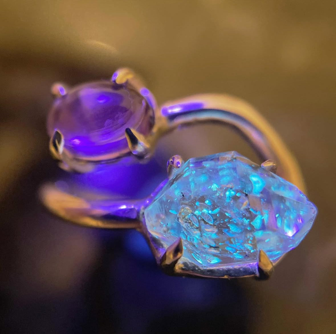 Amethyst and Petroleum Quartz Ring