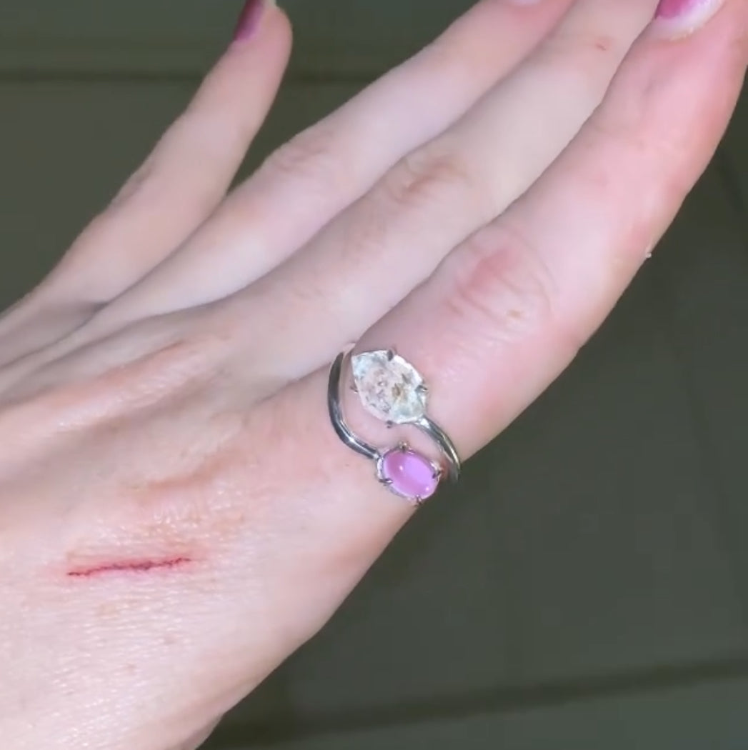 Amethyst and Petroleum Quartz Ring