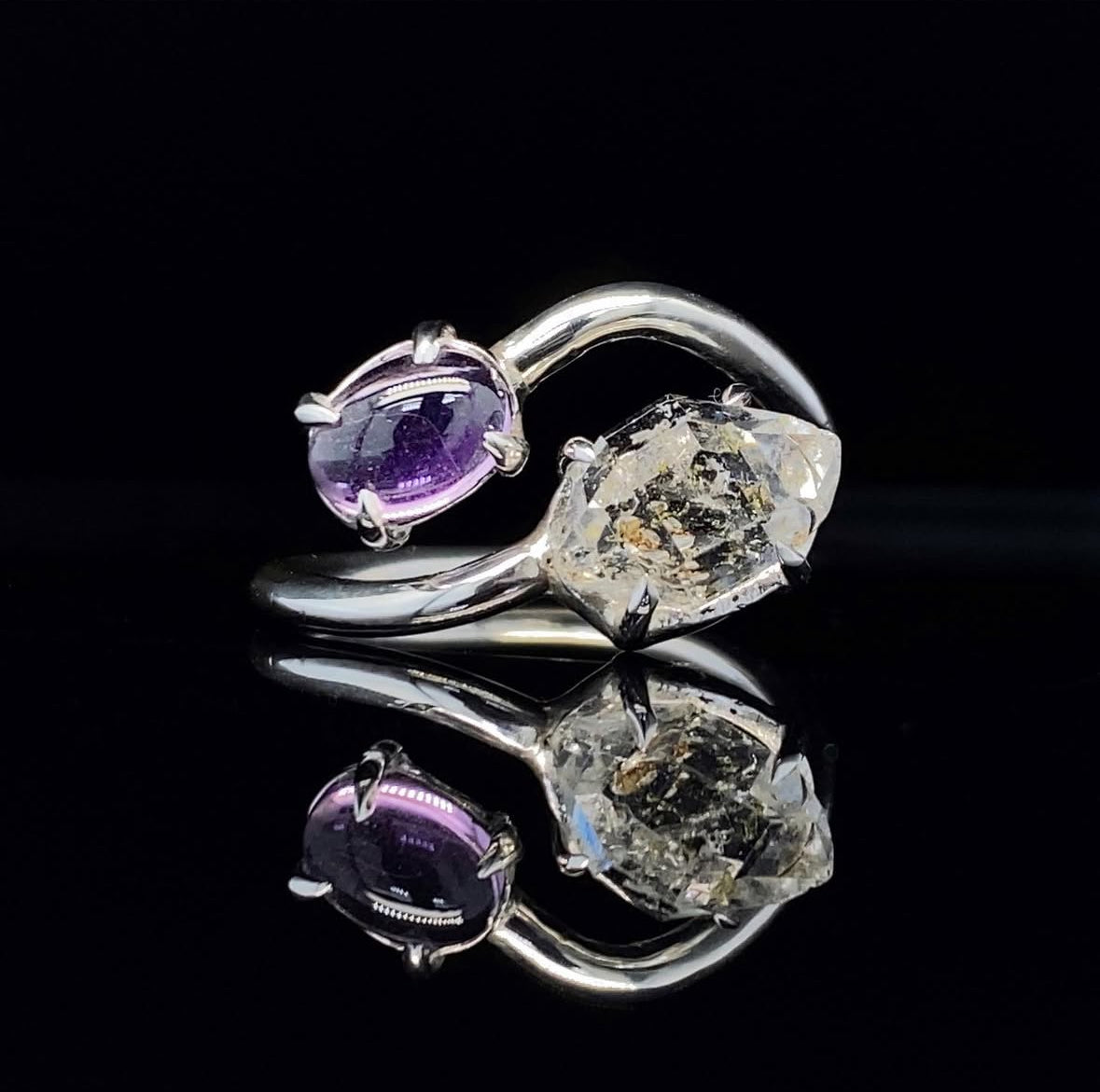 Amethyst and Petroleum Quartz Ring