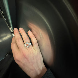 Cruciform Ring in Pink and White Topaz