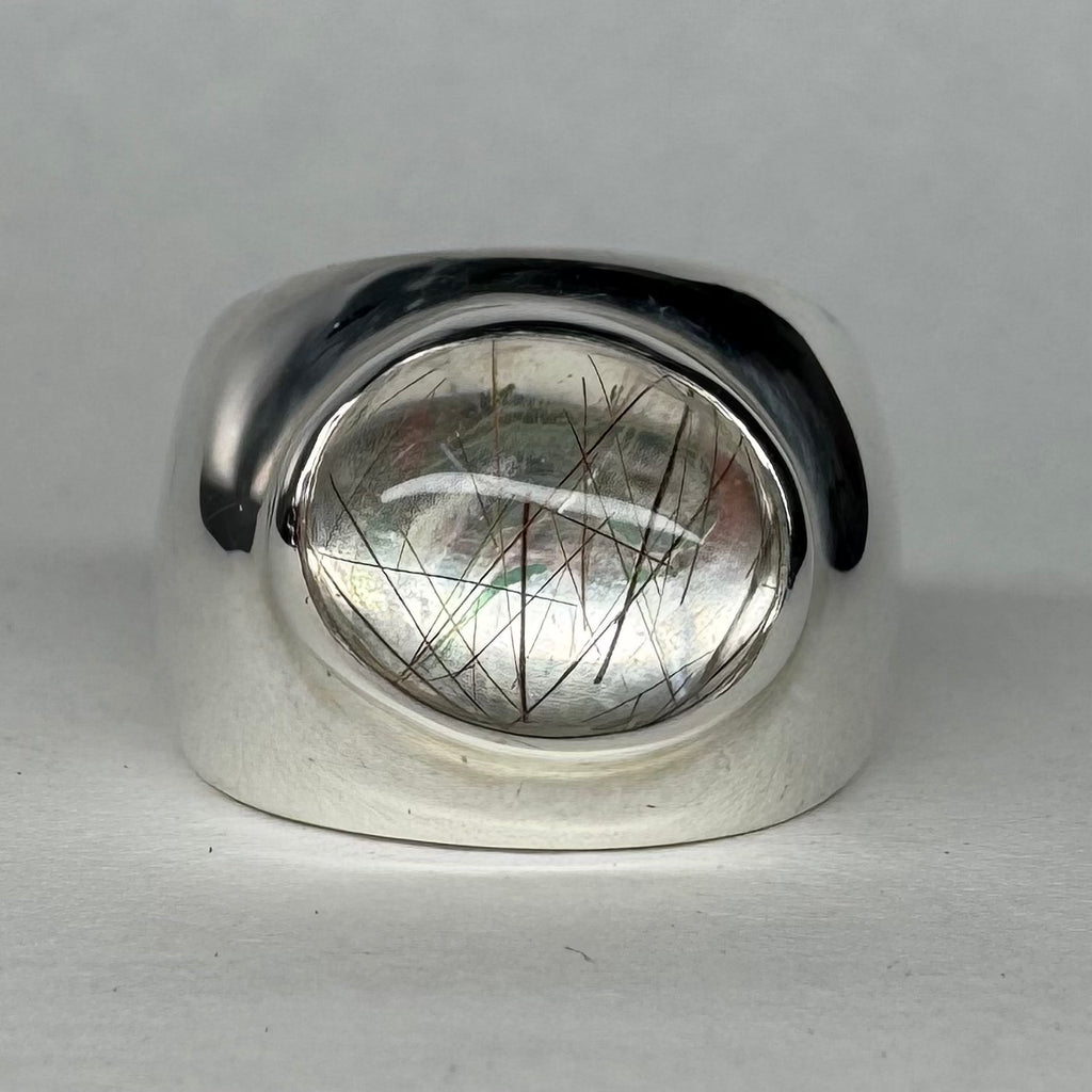 Rutile Quartz Orb Ring Size L [Small]