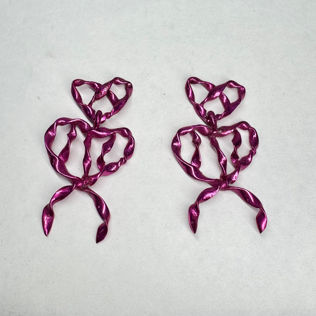 Pink plated silver earrings 5cm drop