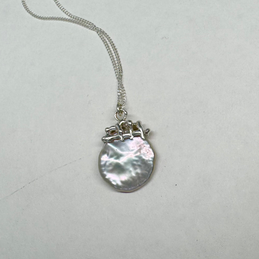 Keshi Pearl and silver necklace 2