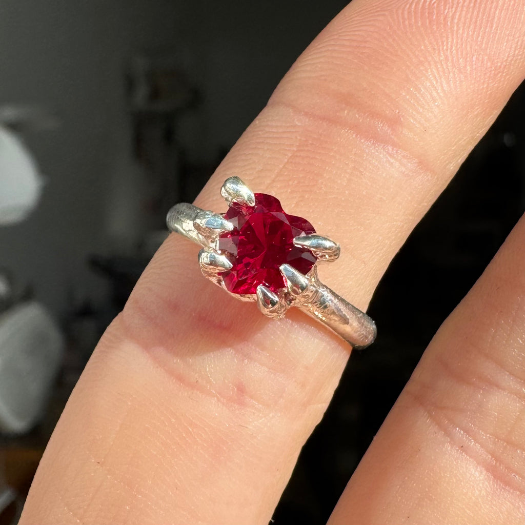 Lab ruby Heart ring sz N