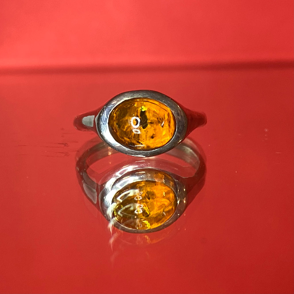 Amber Signet Ring Large