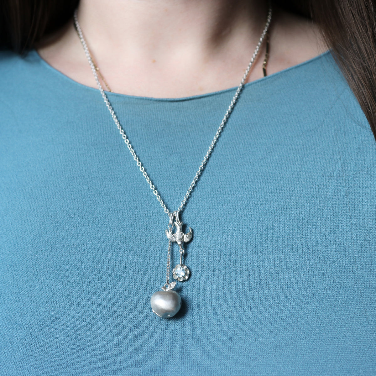 Swallow Apple Locket Necklace