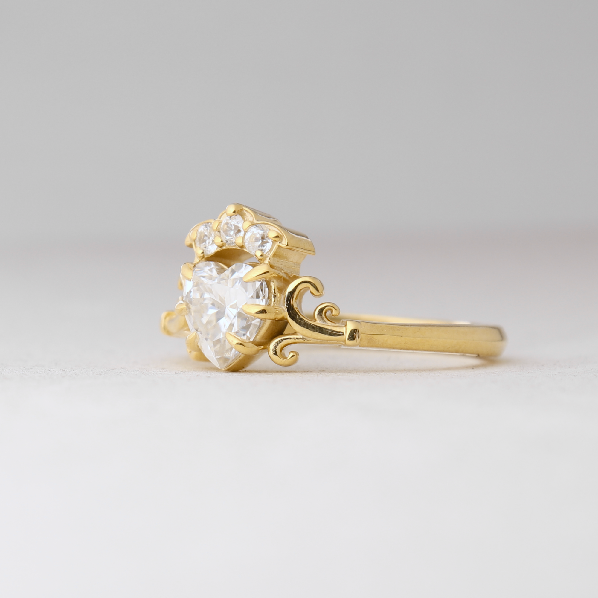 Crowned Heart Ring in Gold