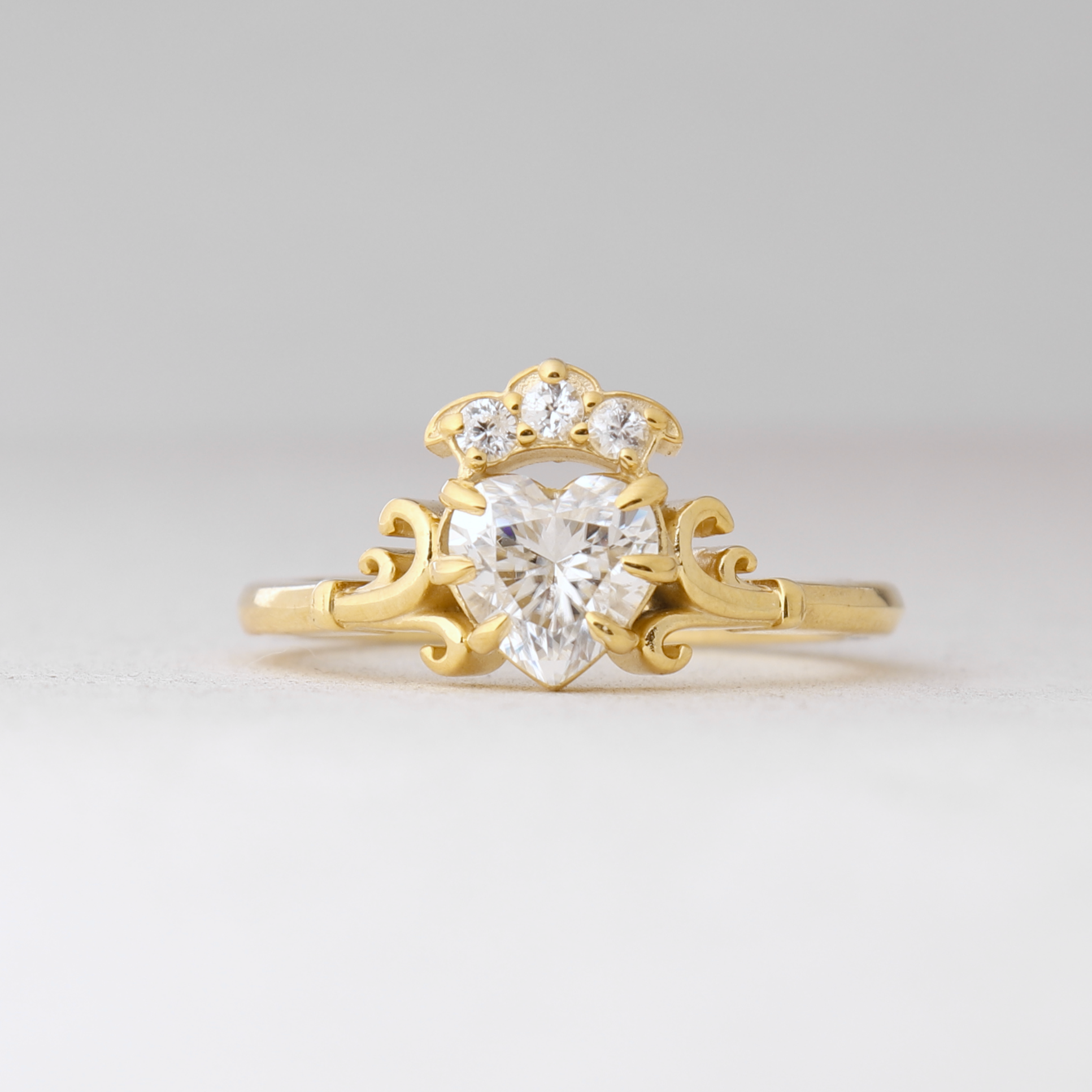 Crowned Heart Ring in Gold