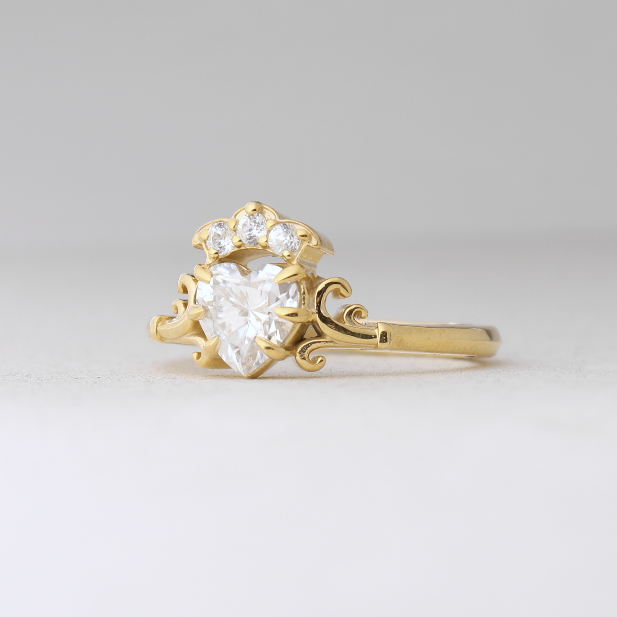 Crowned Heart Ring in Gold