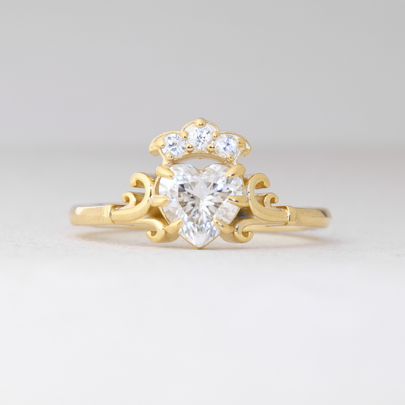 Crowned Heart Ring in Gold