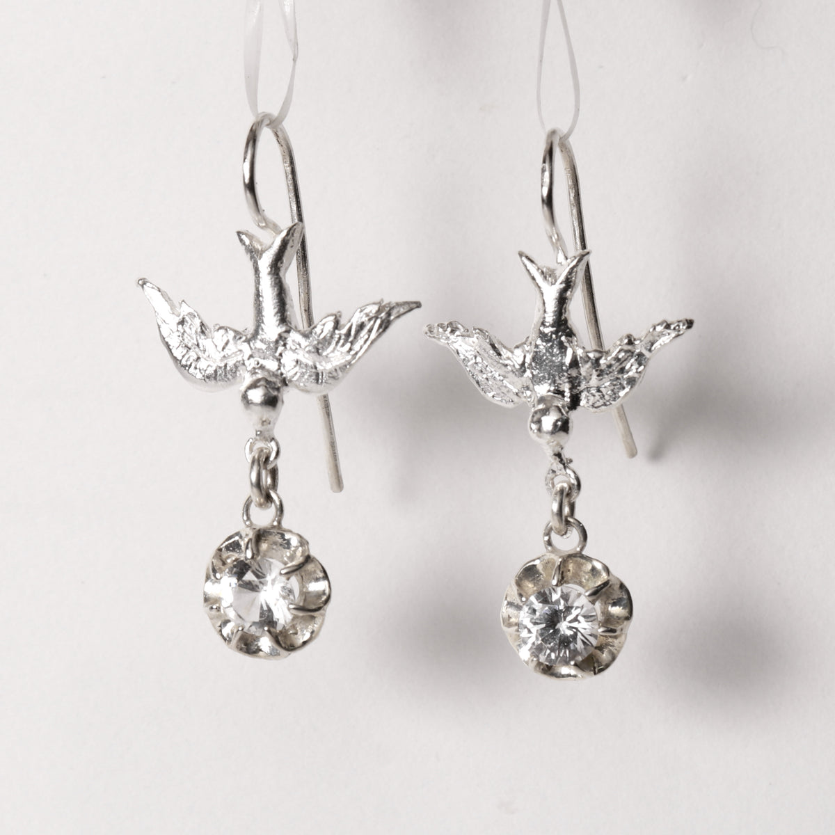Swallowed Whole Earrings in White Crystal