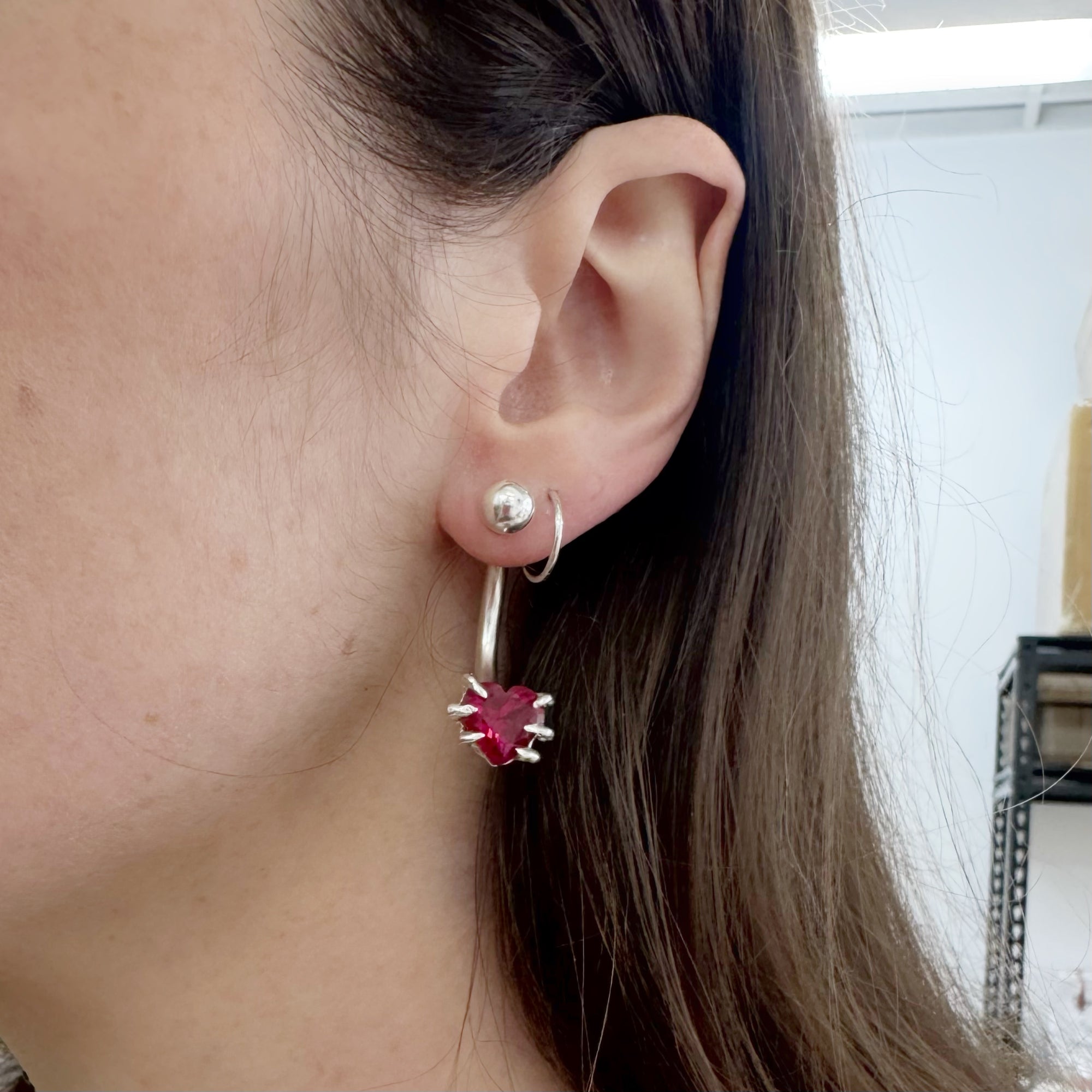 Clawed Heart Barbell Earrings