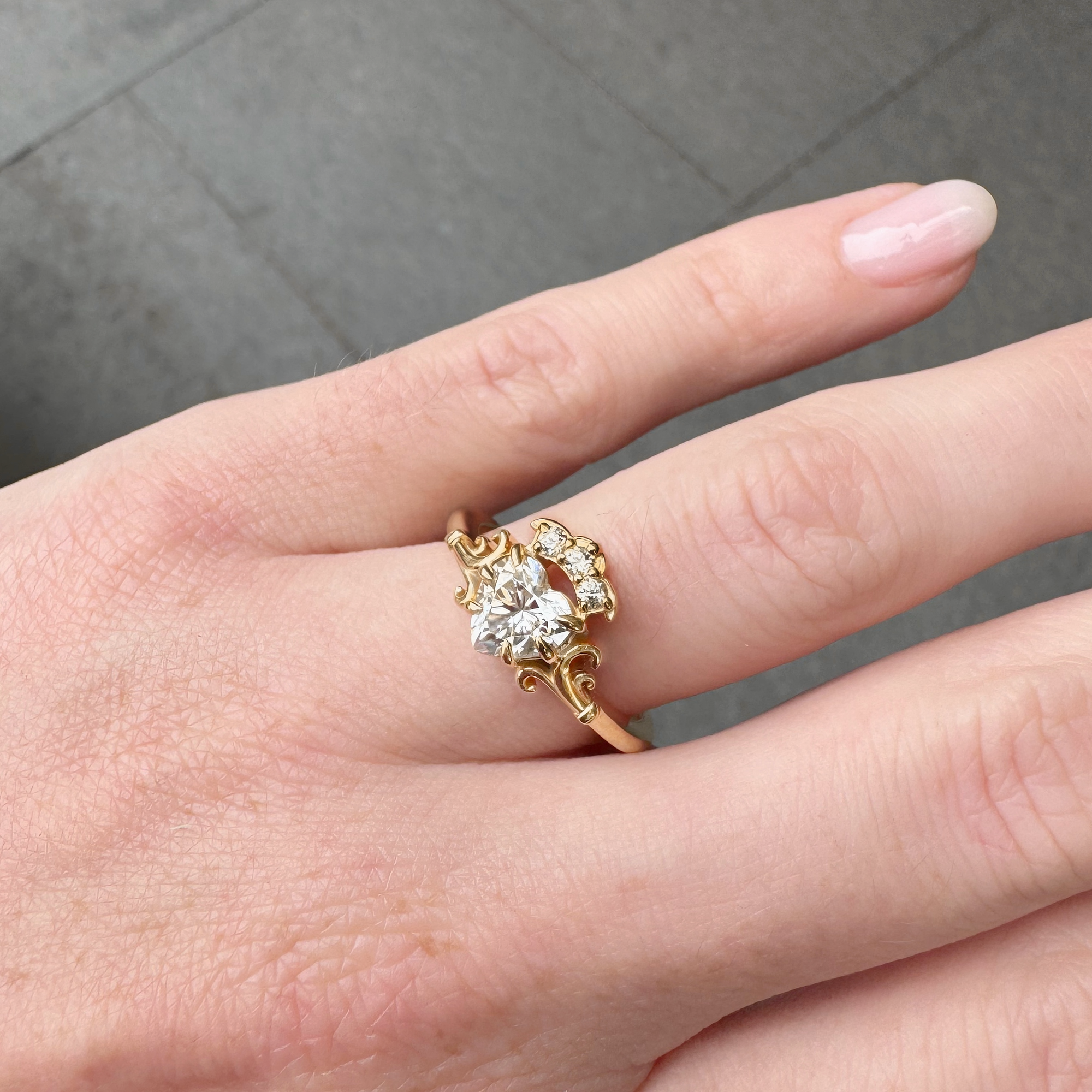 Crowned Heart Ring in Gold