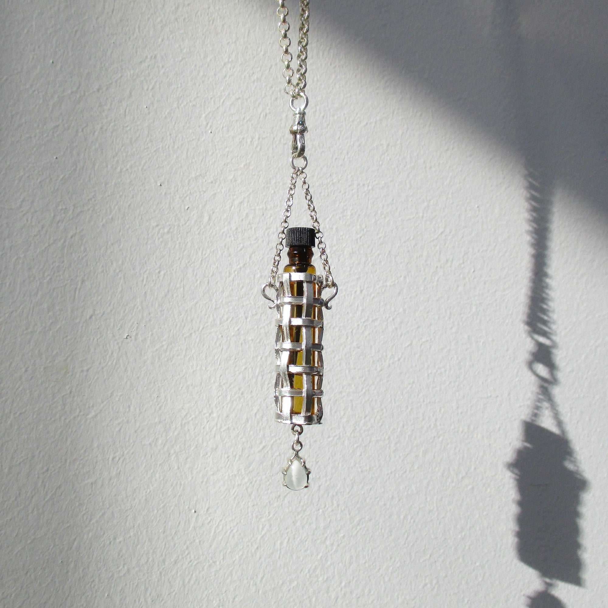 Woven Silver Perfume Vial Necklace