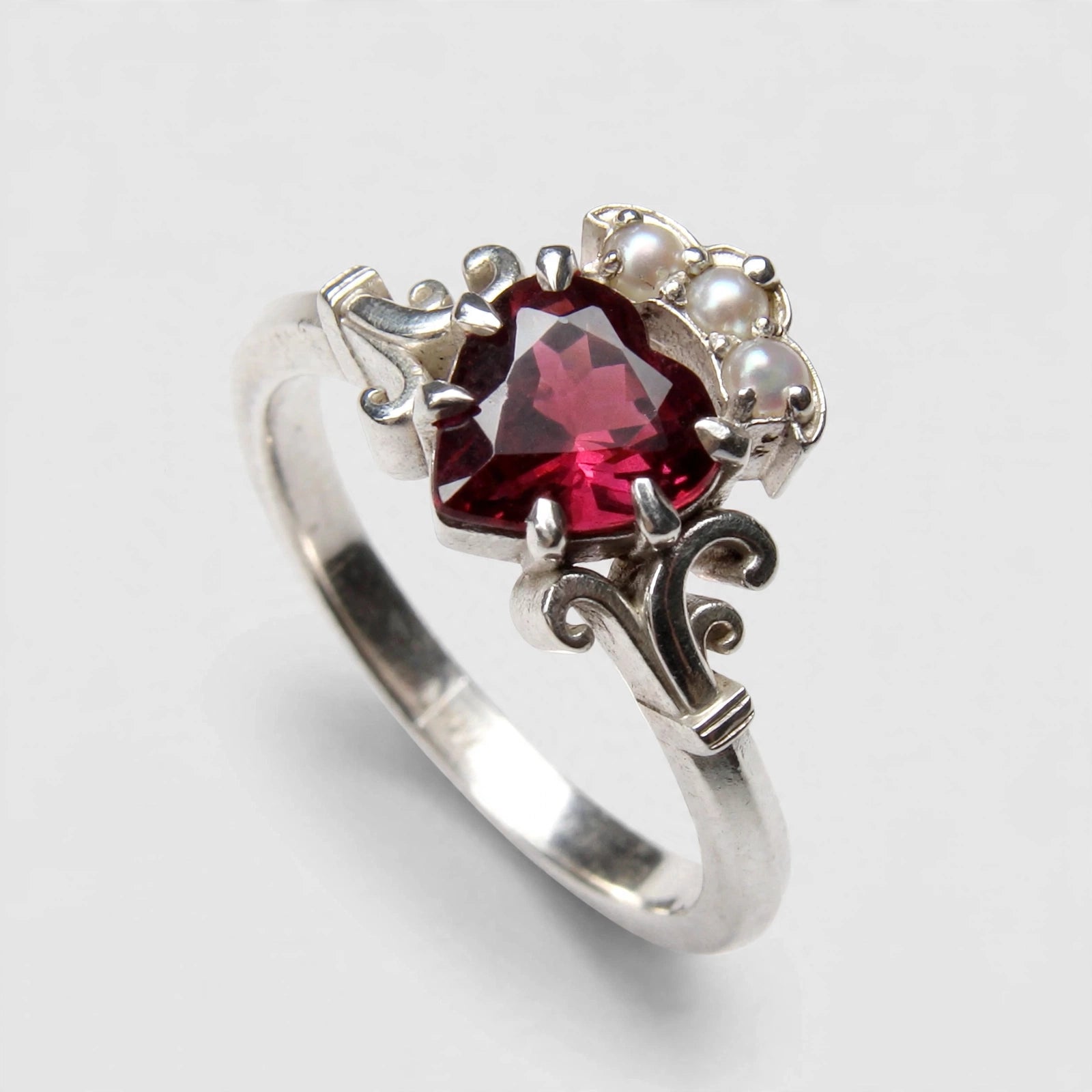 Crowned Heart Ring in Rhodolite Garnet