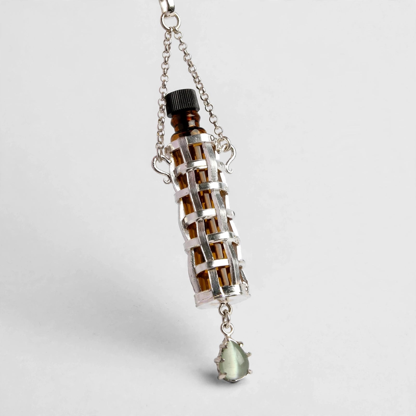 Woven Silver Perfume Vial Necklace