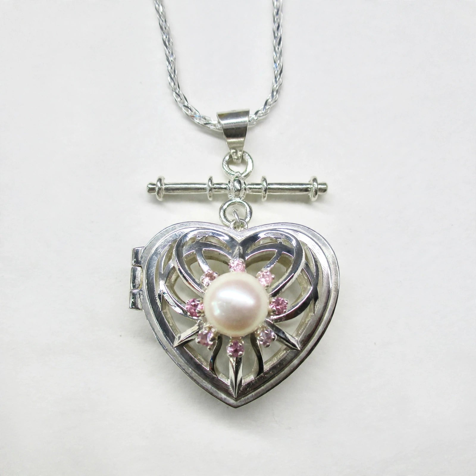 Perfume Heart Locket with Pearl and Sapphire
