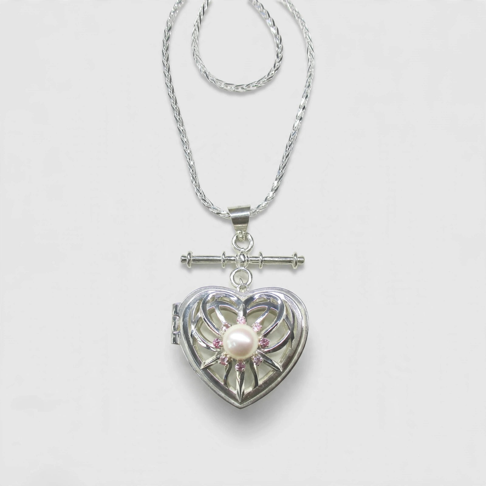 Perfume Heart Locket with Pearl and Sapphire