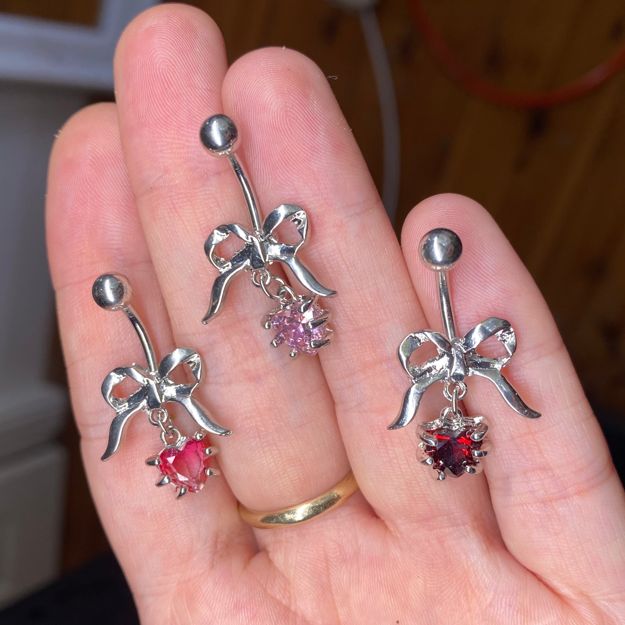 Bow Heart Navel Rings MGN JEWELLERY