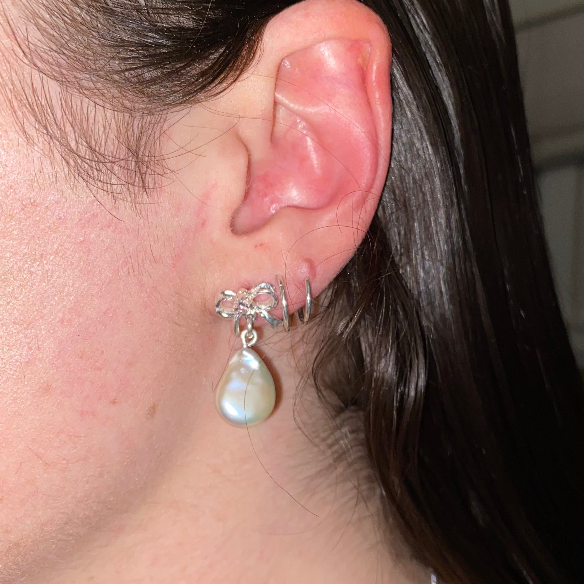 Petit Bow and Pearl Studs