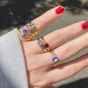 Parti Sapphire Baguette Ring in Gold