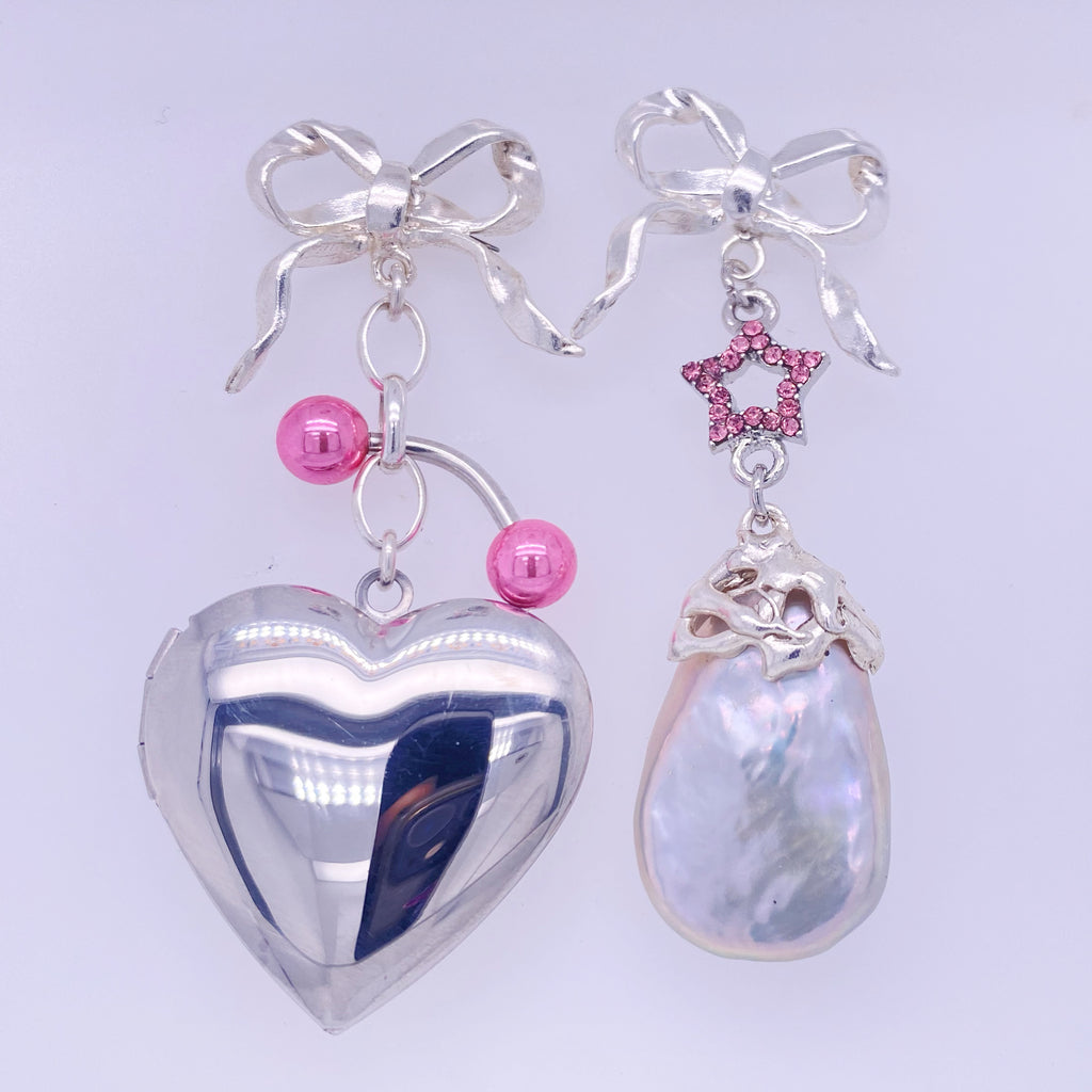 Bow and Locket Earrings